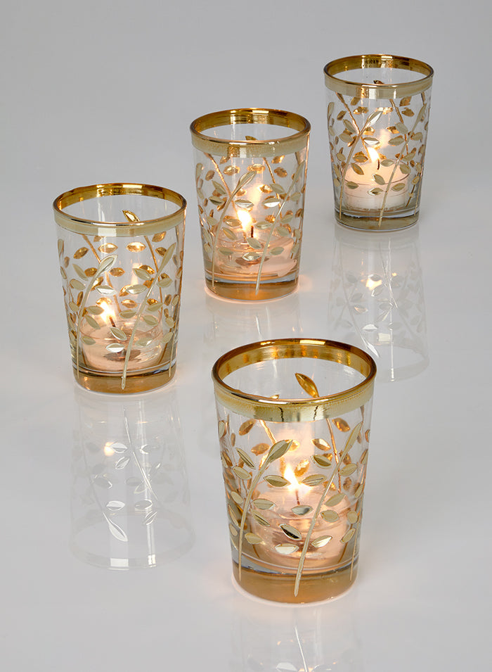 Serene Spaces Living Set of 24 Moroccan Gold Votive Candle Holders, Ideal for Wedding Decorations, Parties, Events, Christmas Dinner Tablescape, 3.5" Tall and 2.25" Diameter