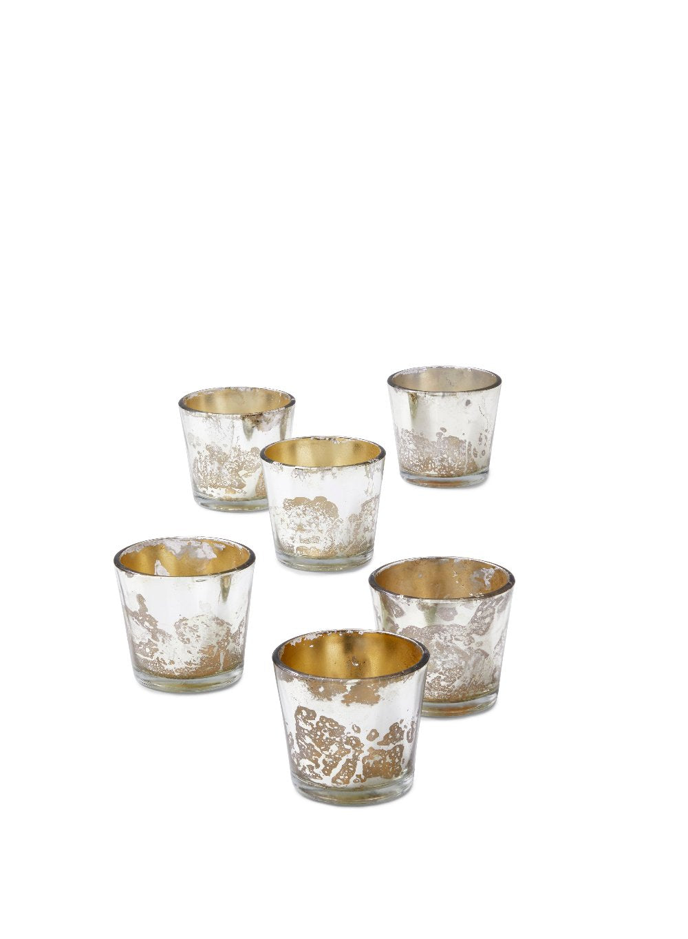 Mercury Glass Small Votive Holders, Set of 6