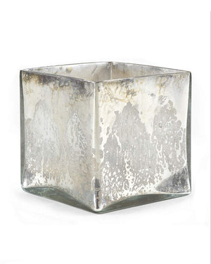 Serene Spaces Living Small Silver Mercury Glass Cube, Set of 6
