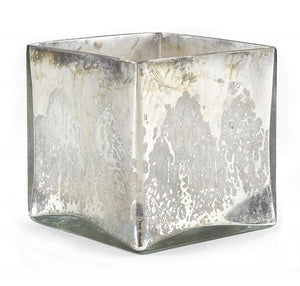 Silver Mercury Glass Cube Vase, in 2 Sizes