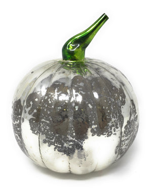 Serene Spaces Living Antique Glass Pumpkin, Mercury Glass Finish, Holiday Decor, 3 Colors Available