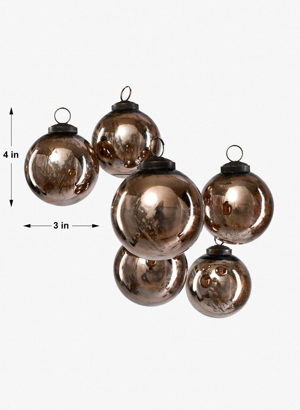 Mercury Glass Ball Ornaments, in 5 Colors, Set of 6