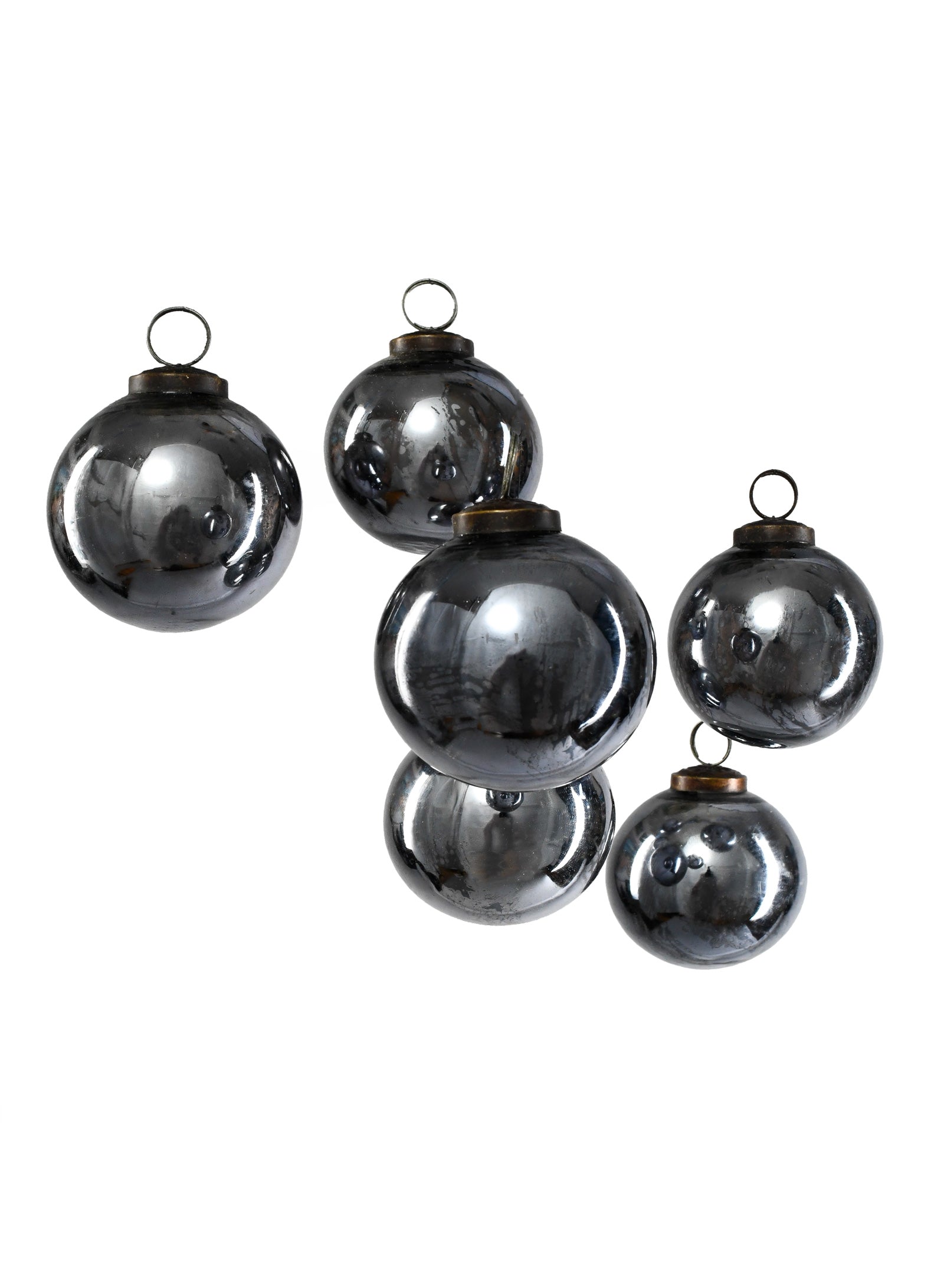 Mercury Glass Ball Ornaments, in 5 Colors, Set of 6