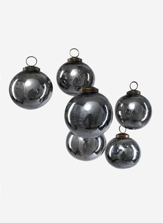Mercury Glass Ball Ornaments, in 3 Colors, Set of 6