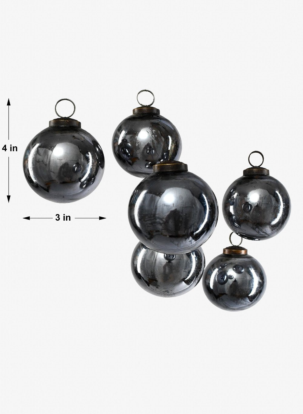 Mercury Glass Ball Ornaments, in 5 Colors, Set of 6