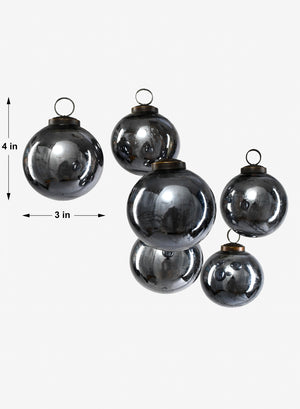 Mercury Glass Ball Ornaments, in 3 Colors, Set of 6