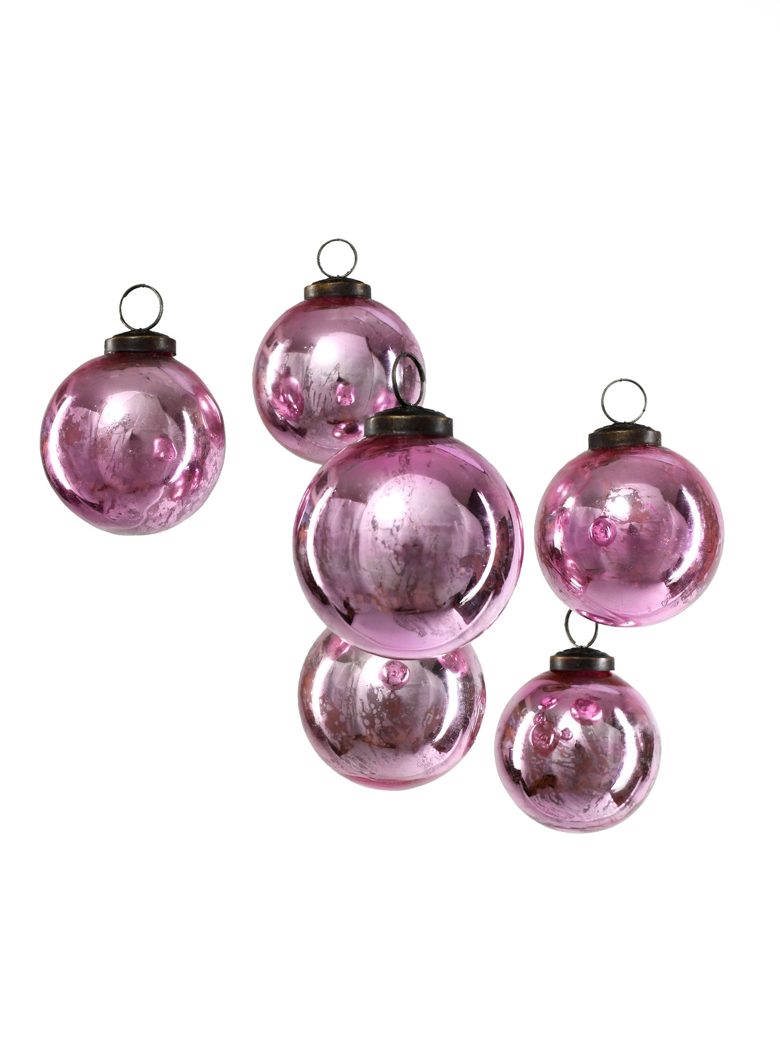 Mercury Glass Ball Ornaments, in 5 Colors, Set of 6