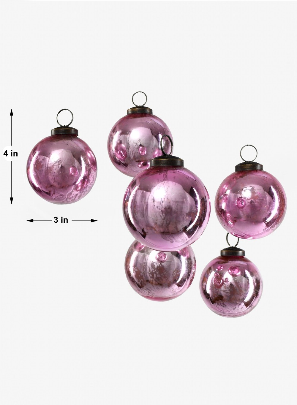 Mercury Glass Ball Ornaments, in 5 Colors, Set of 6