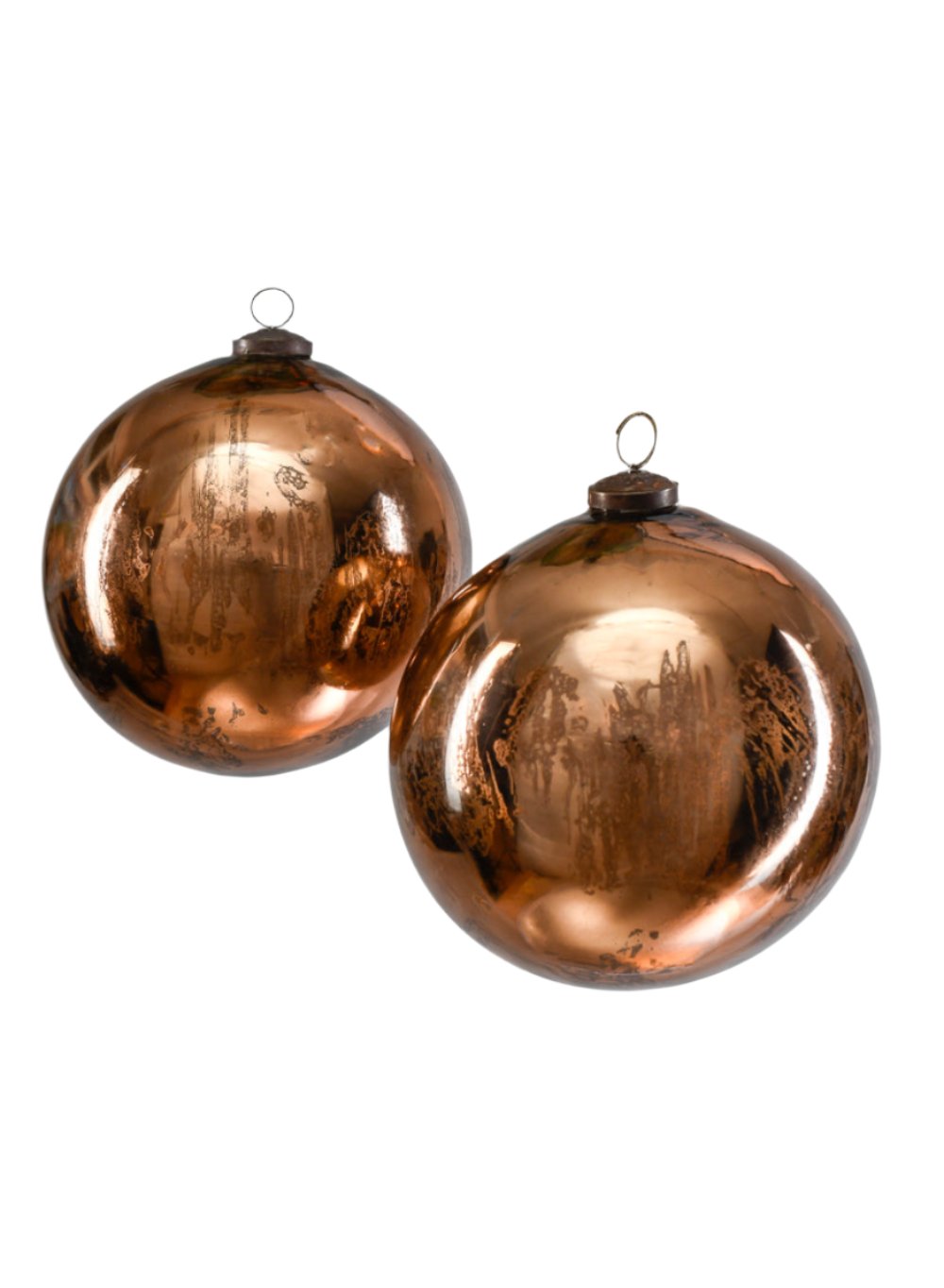 Antique Bronze Glass Ball Ornament, 6" Diameter & 7.5" Tall, Set of 2