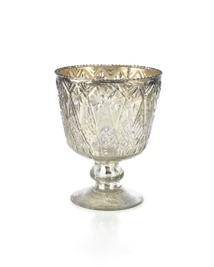 Serene Spaces Living Patterned Silver Glass Coupes – Elegant Vase and Container Measures 5.5” Diameter X 7” Tall & 7” Diameter X 9” Tall