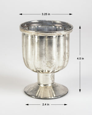 Antique Mercury Glass Pedestal Votive Holder, Sold Individually & Set of 24