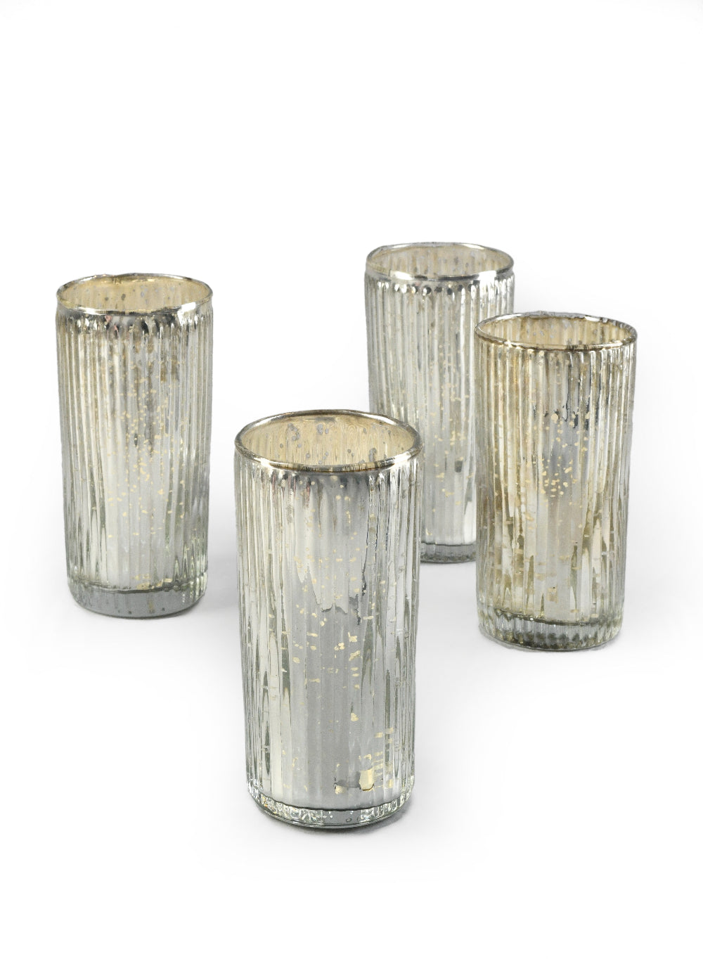 Vintage Ribbed Silver Votive Holder, in 2 Sizes