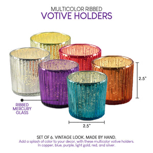 Ribbed Votive Holder, Set of 6, Available in 2 color