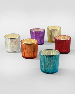 Ribbed Votive Holder, Set of 6, Available in 2 color