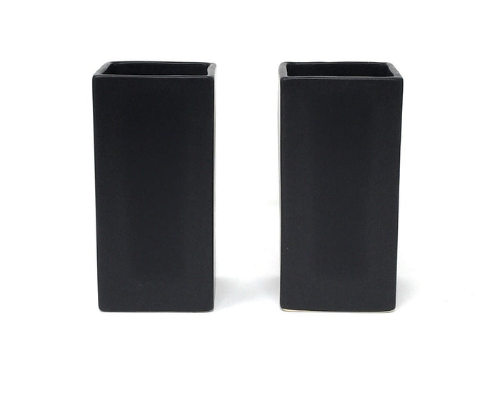 Serene Spaces Living Set of 2 Square Matte Black Ceramic Vase – Modern Black Square Vase Adds a Sleek Look to Any Space, Use for Home Décor, Event Centerpieces and Much More, 3” SQ x 6” H