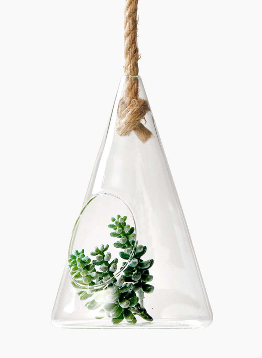 Serene Spaces Living Set of 2 Hanging Glass Teepee Vase for Plants, 8" H& 5" D