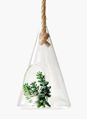 Serene Spaces Living Set of 2 Hanging Glass Teepee Vase for Plants, 8" H& 5" D