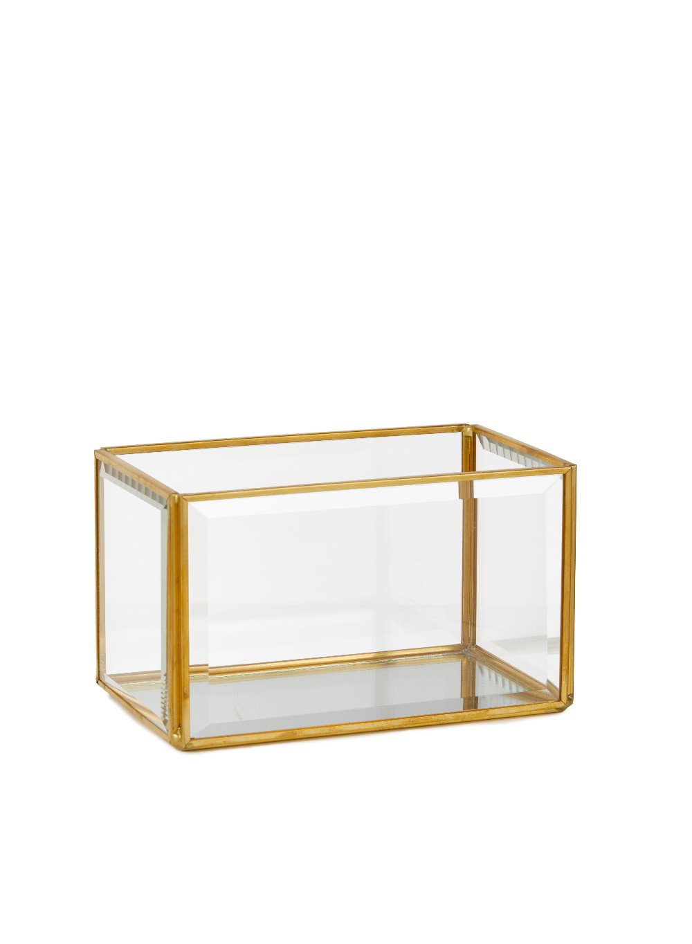 Beveled Glass Gold Hurricane with Mirror Bottom, in 4 Shapes