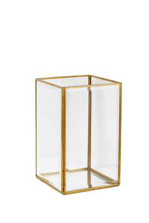 Beveled Glass Gold Hurricane with Mirror Bottom, in 4 Shapes