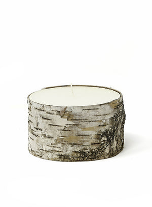 Serene Spaces Living Birch Bark Candle, Set of 12, Large Size – Pillar Style Candle Brings Nature Indoors, 5" in Diameter & 3" Tall
