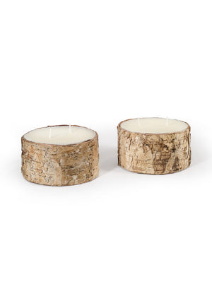 3" Birch Bark Candle, Set of 3