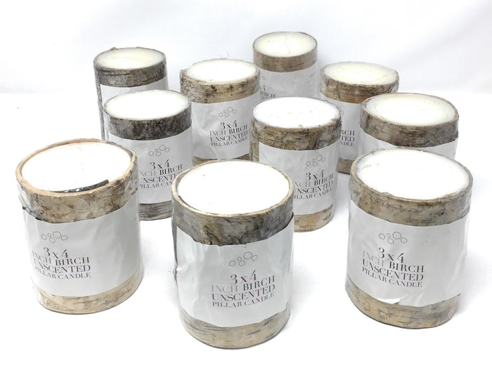 4" Birch Bark Candle, Set of 12