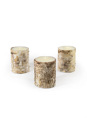 4" Birch Bark Candle, Set of 3