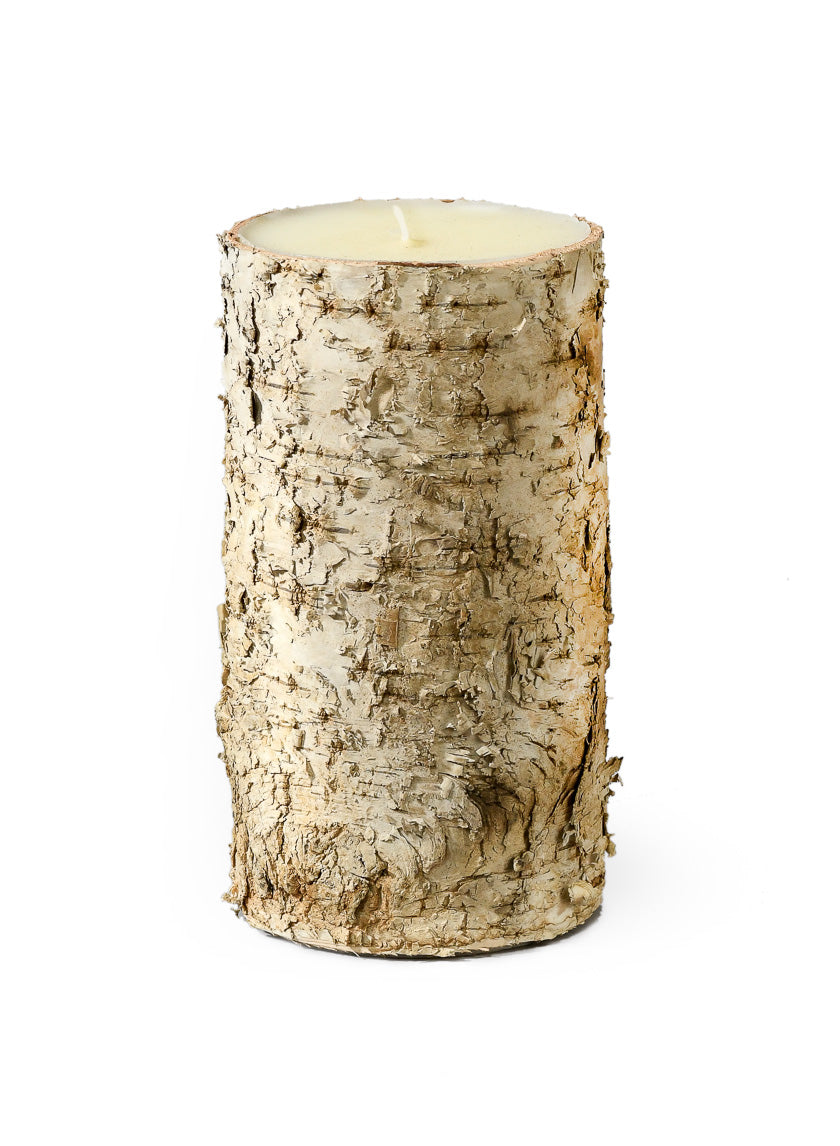 Birch Bark Pillar Candle, In 3 Sizes