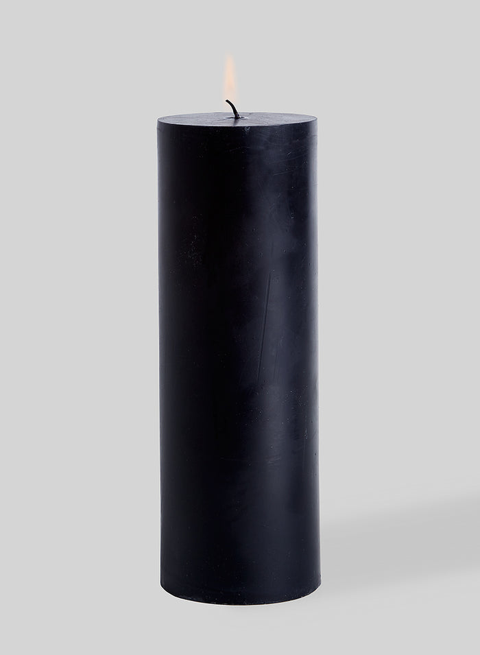Serene Spaces Living Set of 12 Black Pillar Candles for Wedding, Birthday, Holiday & Home Decoration, 3" Diameter x 9" Tall