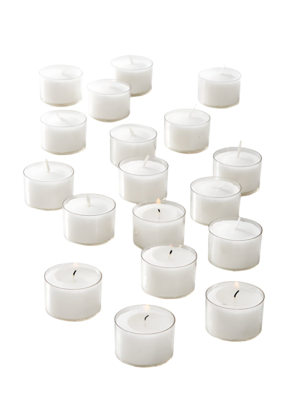 Serene Spaces Living Deep Tea Lights, Classic Tea Lights in Clear Holders, 1.5" Diameter and 1" Tall