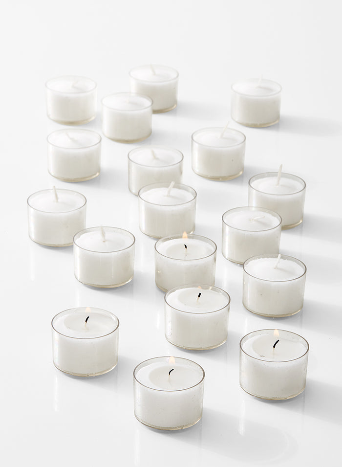 Serene Spaces Living Deep Tea Lights, Classic Tea Lights in Clear Holders, 1.5" Diameter and 1" Tall