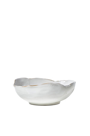 Free-Form Edge Glazed Ceramic Bowl, in 4 Sizes