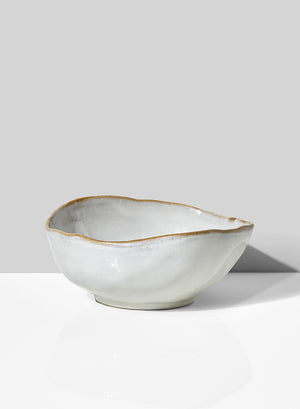 Large Free-Form Edge Glazed Ceramic Bowl, Set of 4