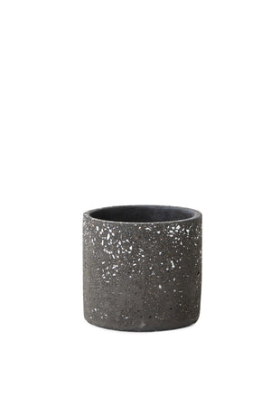 Serene Spaces Living Black Terrazzo Cylinder for Flowers, 4" Tall & 4.75" Dia