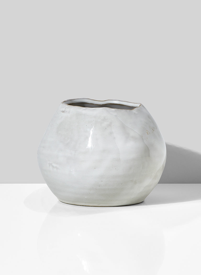 Serene Spaces Living Small Glazed Ceramic Fishbowl Vase, Set of 4- Centerpiece for Vintage Weddings, Events, Measures 4" Tall and 5" Diameter