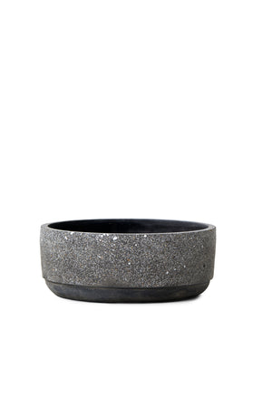 Serene Spaces Living Shallow Black Terrazzo Bowl for Flowers, 3" Tall & 8" Dia