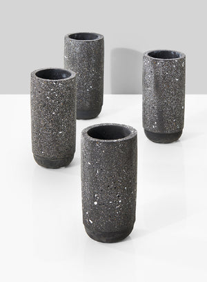 Serene Spaces Living Set of 4 Black Terrazzo Bud Vases, 4.5" Tall & 2.25" Dia
