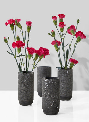 Serene Spaces Living Set of 4 Black Terrazzo Bud Vases, 4.5" Tall & 2.25" Dia