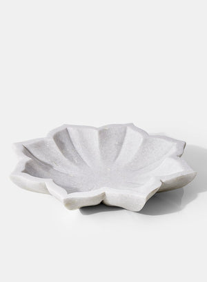 Serene Spaces Living White Marble Floral Dish
