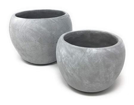 Serene Spaces Living Decorative Grey Cement Curvy Fishbowl Vase, Ideal for Wedding, Event Centerpieces, 2 Sizes Available