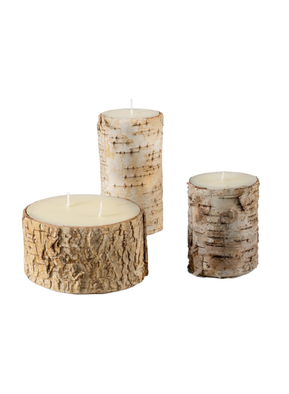 Birch Bark Candle, in 3 Sizes, Set of 2, 3 & 12