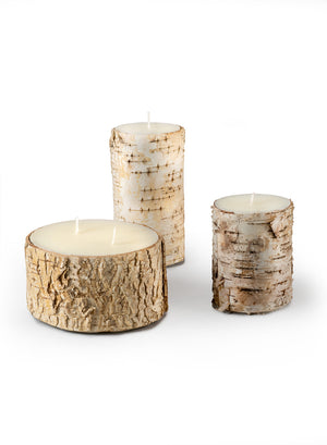 Birch Bark Candle, in 3 Sizes, Set of 2, 3 & 12