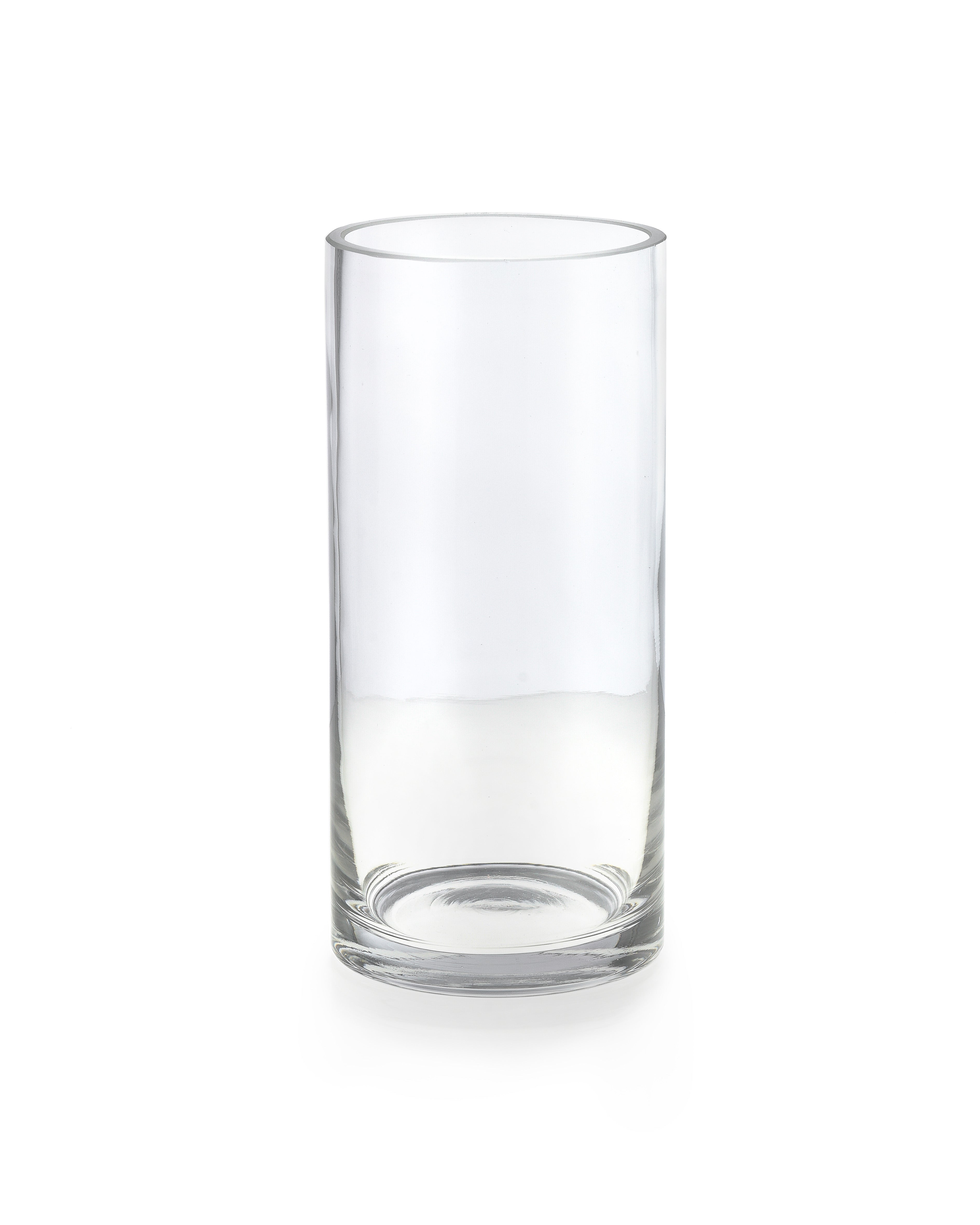 Glass Cylinder Hurricane Vase, 6" Diameter & 12" Tall