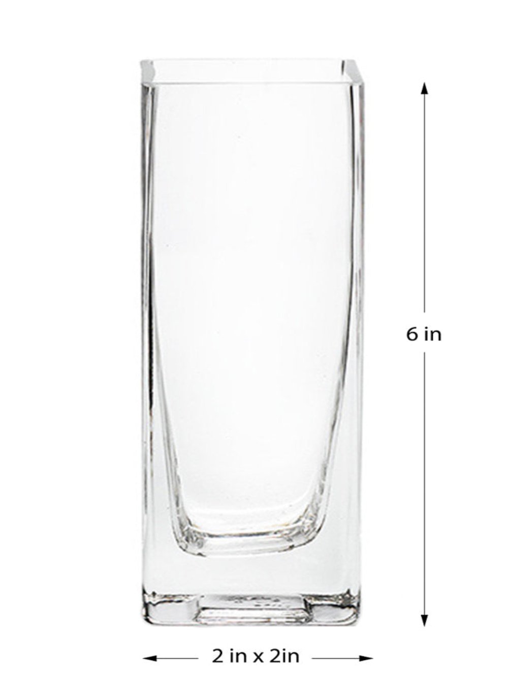 Soft Square Glass Vase, 2" Square & 6" Tall, Set of 4