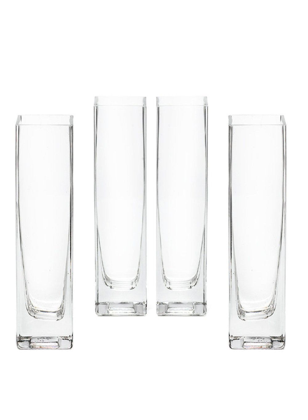 Soft Square Glass Vase, 2" Square & 6" Tall, Set of 4