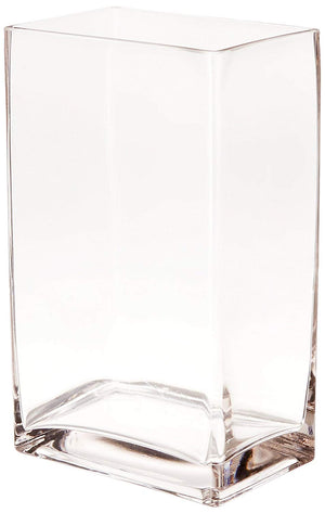 Serene Spaces Living Set of 4 Large Rectangle Glass Vases – Classic Flower Vase for Home, Offices, Event Centerpieces and Much More, 8in L x 3in W x 14in H