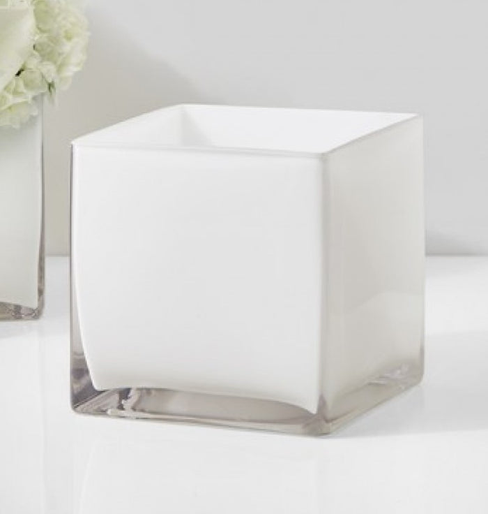 Glossy White Glass Cube