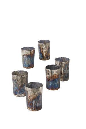Serene Spaces Living Set of 6 or 48 Oxidized Glass Votive Candle Holders, Ideal for Weddings Parties Events Spa Fall Table Decorations, 3.25" Tall and 2.25" Diameter