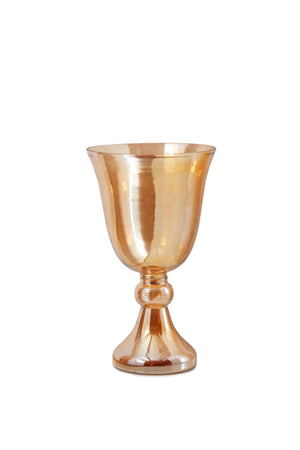 10" Amber Luster Glass Pedestal Vase