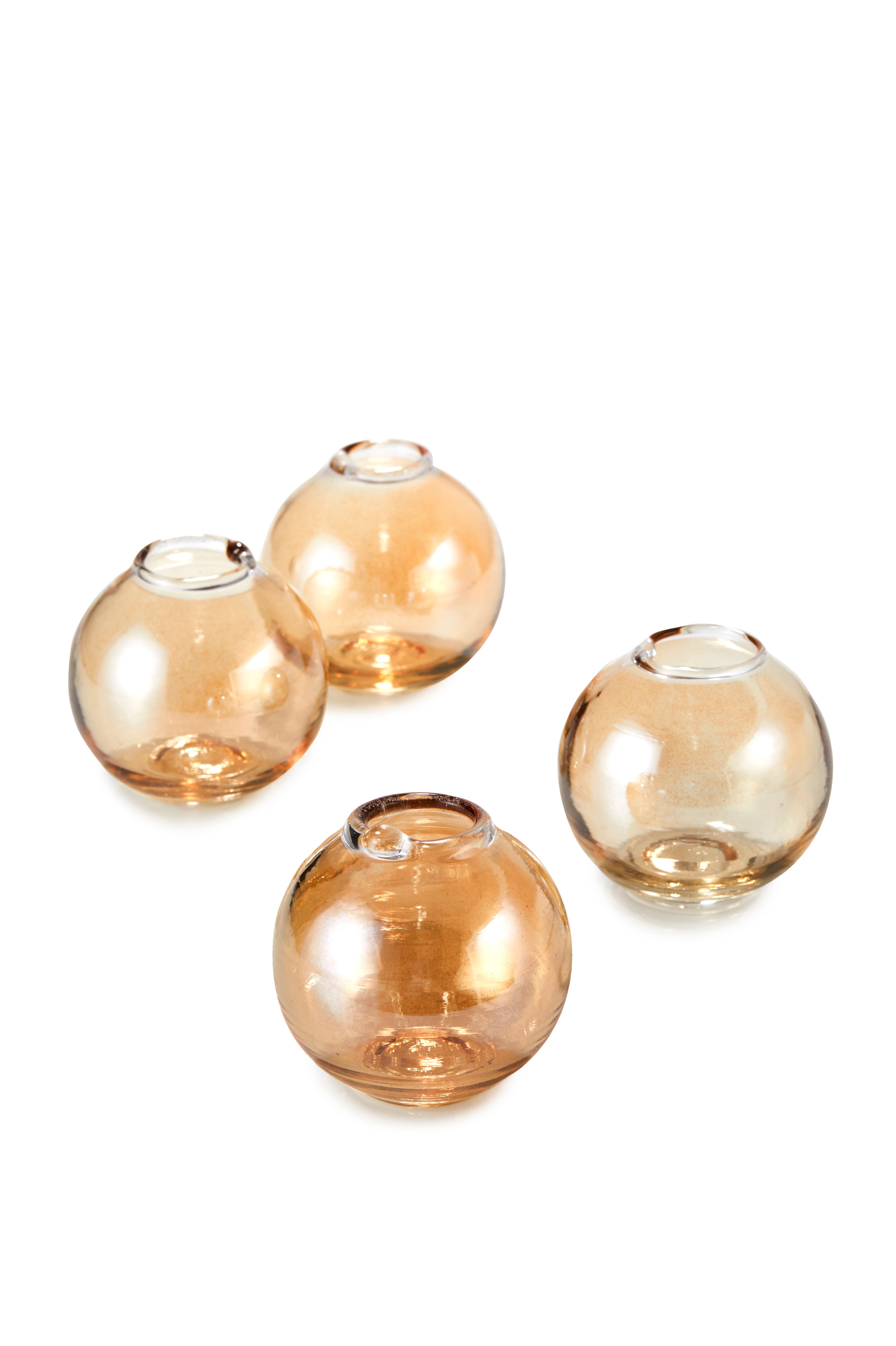 Clear/ Amber Ball Glass Bud Vase, Set of 4 & 48